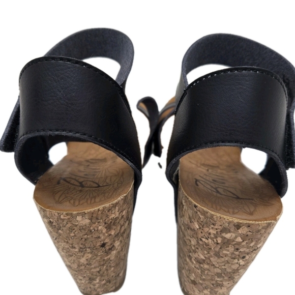 Blowfish Malibu Sandals Size 10 Black Hapuku Wedge Cork Platform Casual Open Toe - Picture 4 of 16